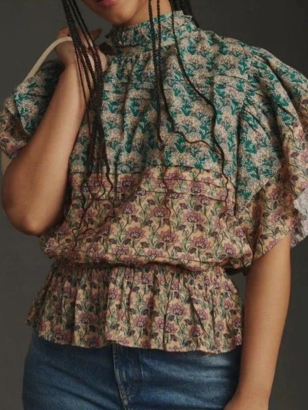 Anthropologie Let Me Be Floral high-necked top NWT - MEDIUM